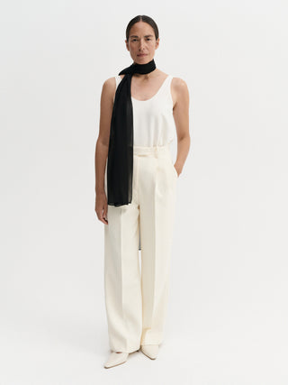 Della Silk Chiffon Scarf, black