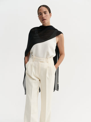Della Silk Chiffon Scarf, black