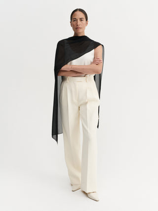Della Silk Chiffon Scarf, black