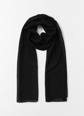 Della Silk Chiffon Scarf, black