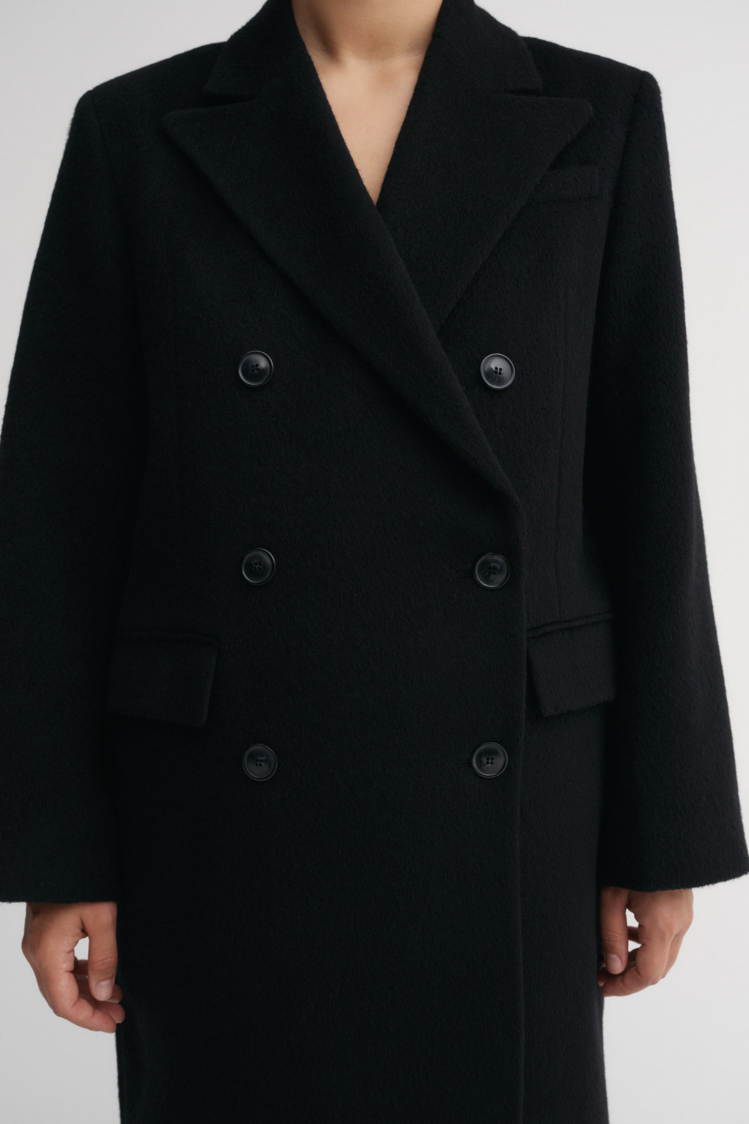 Drew Double-Breasted Coat, black