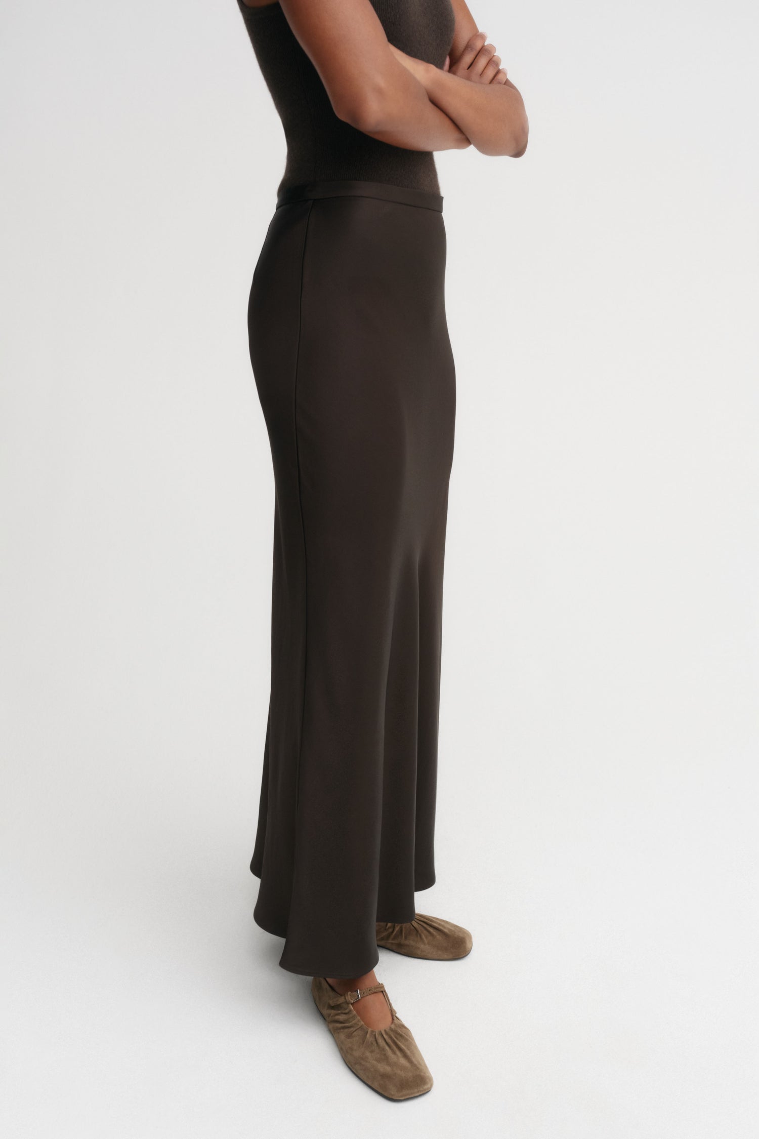 Eni Satin Skirt, chocolate