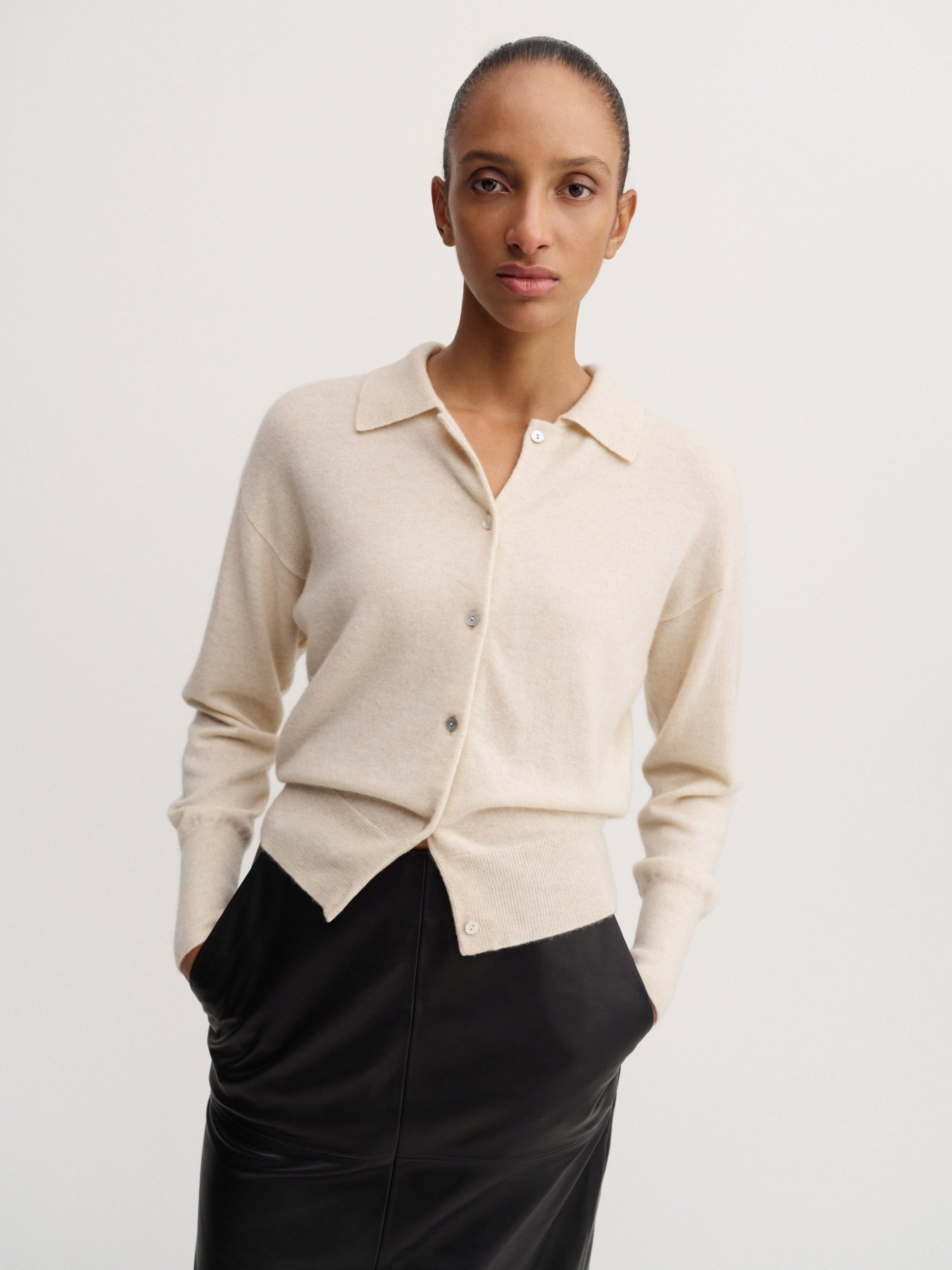 Fern collar cardigan, vanilla – ALMADA LABEL