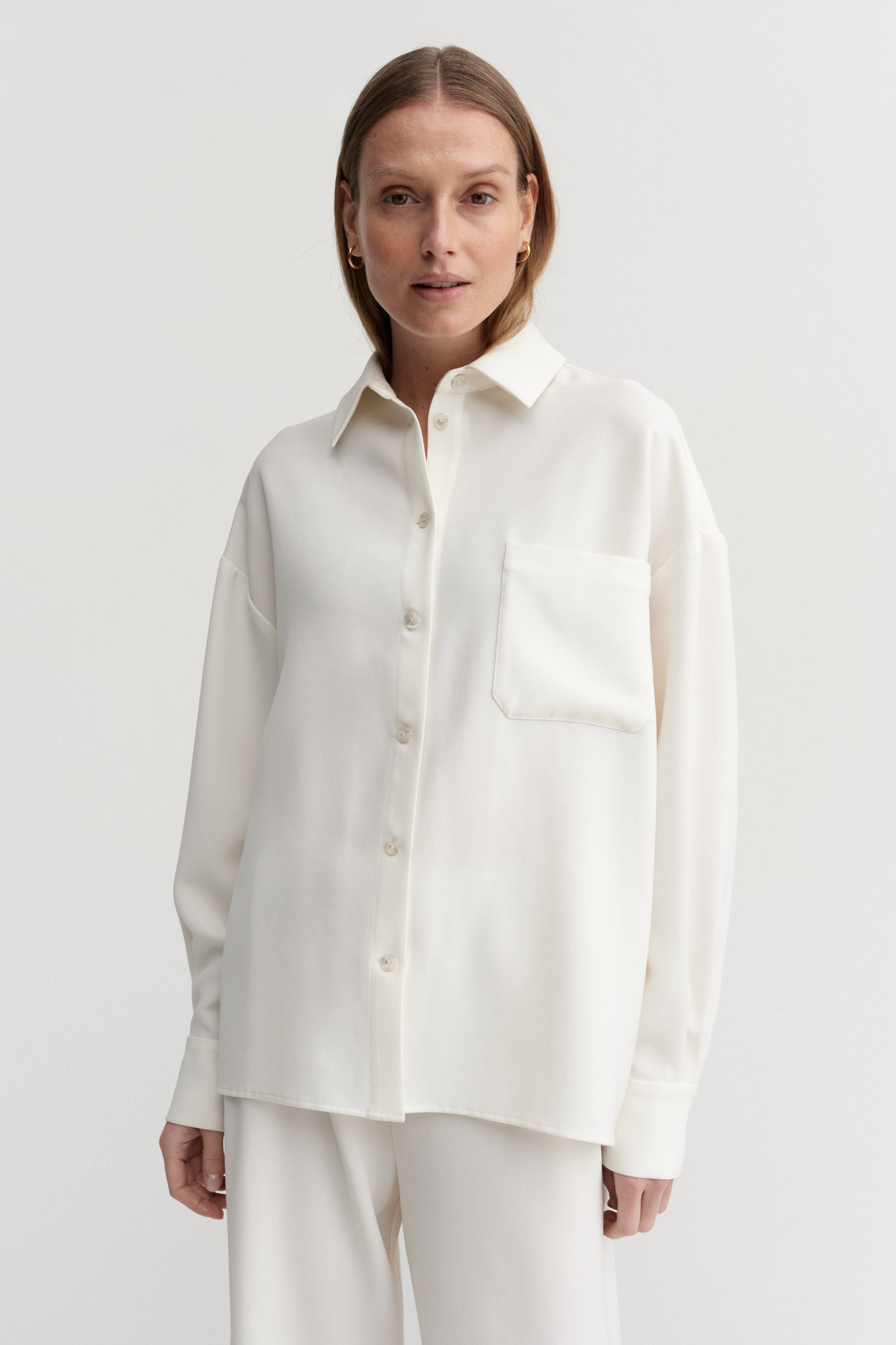 Finn Crepe Shirt, cream