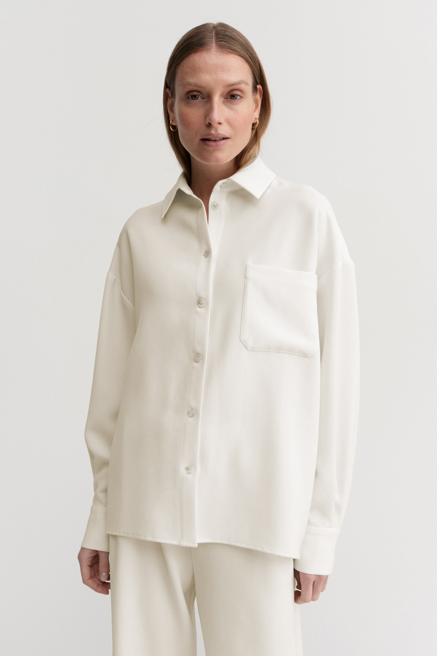 Finn Crepe Shirt, cream