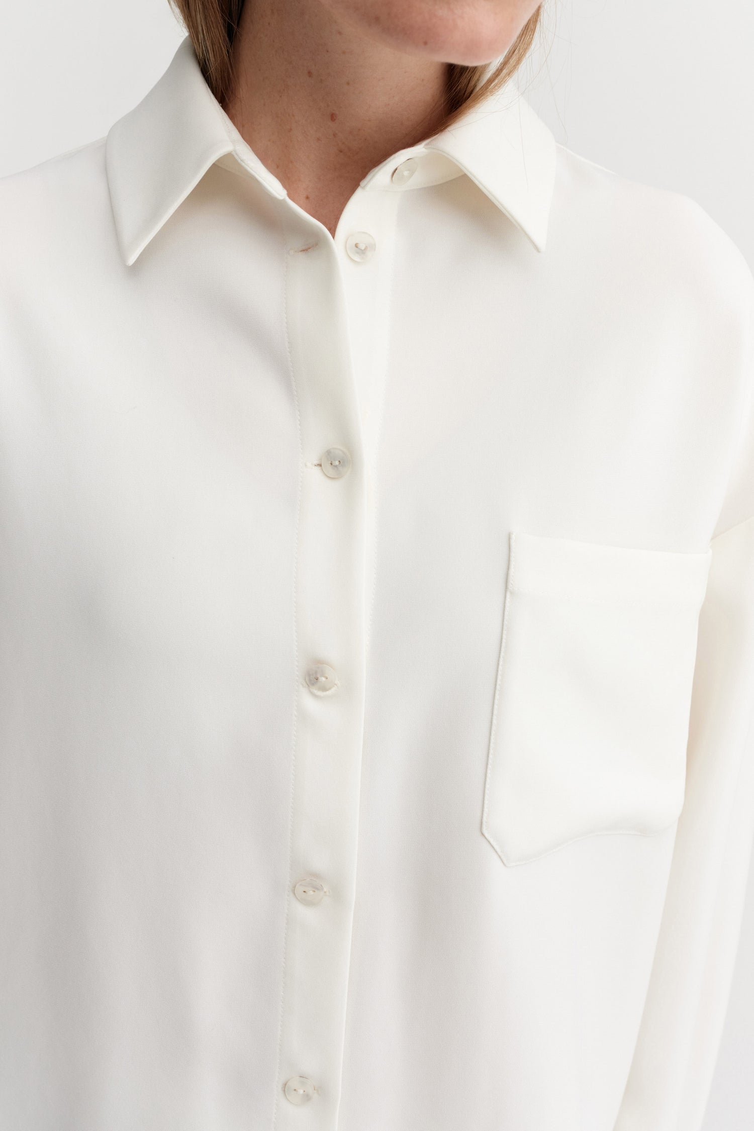 Finn Crepe Shirt, cream