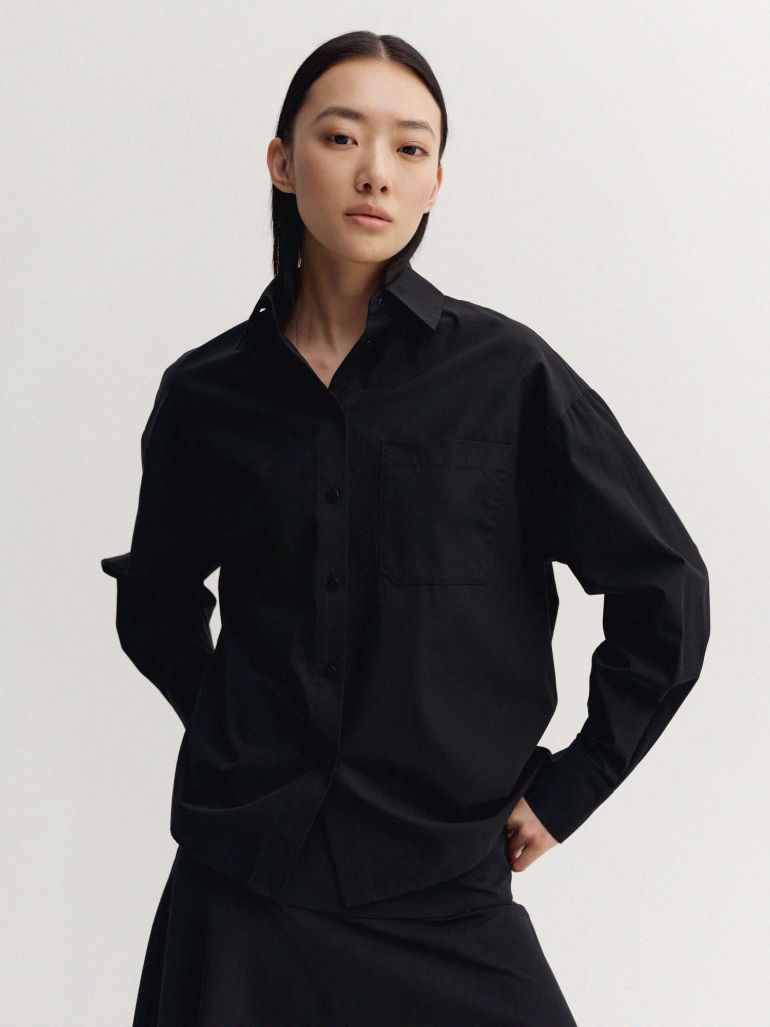 Finn Poplin Shirt, black