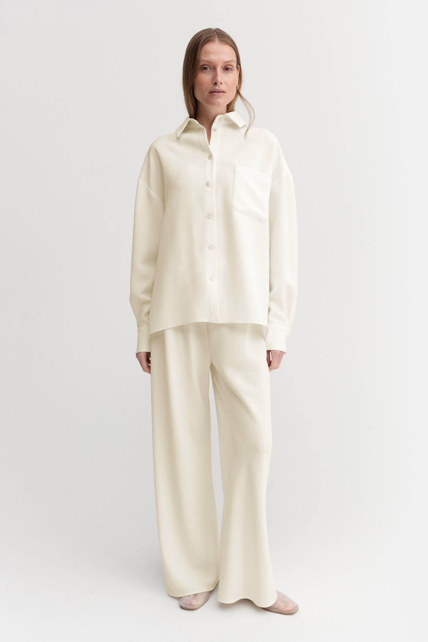 Chemise Finn en crêpe, crème