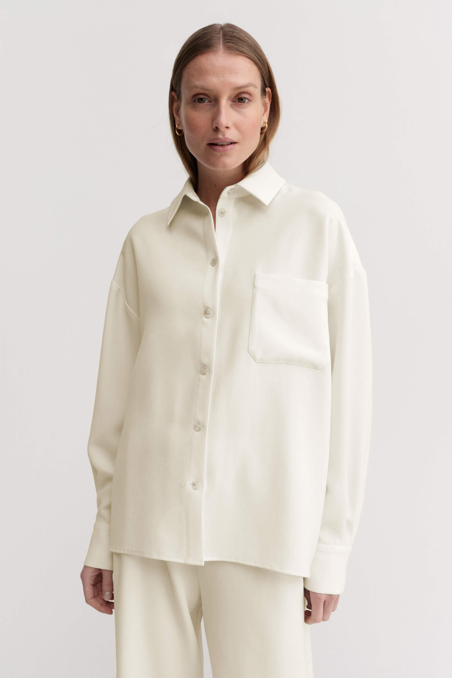 Chemise Finn en crêpe, crème