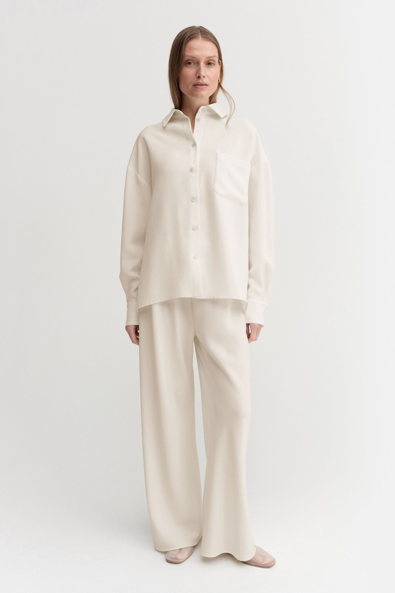 Chemise Finn en crêpe, crème