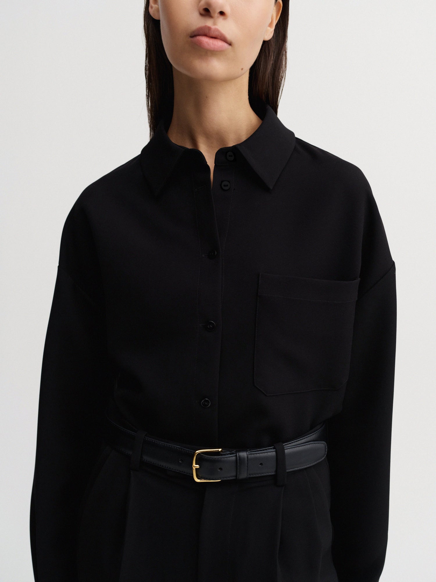 Chemise Finn en crêpe, noire