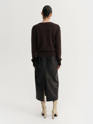 Gaelle V-neck Sweater, chocolate