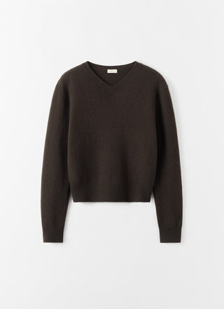 Gaelle V-neck Sweater, chocolate