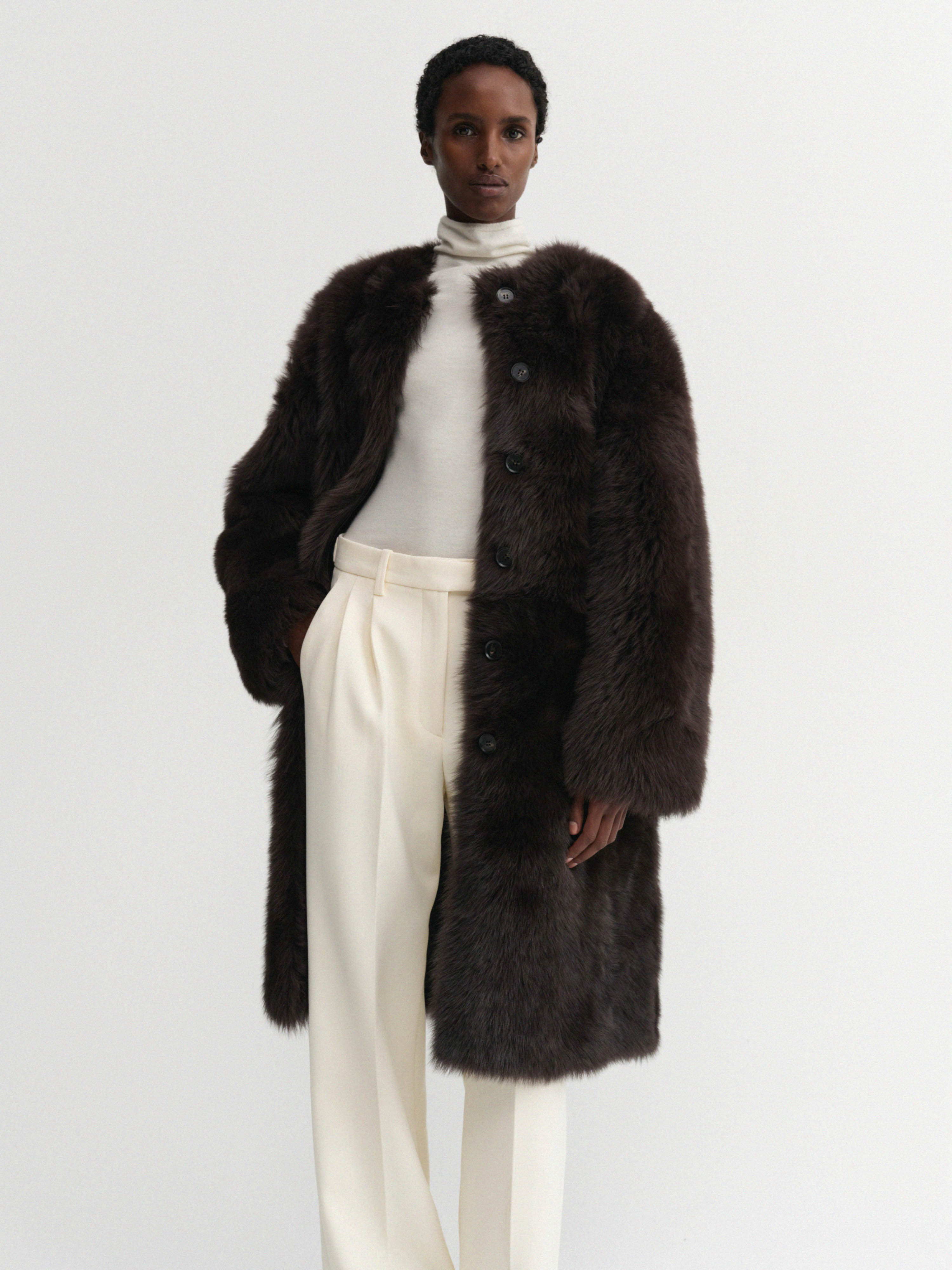 Gemma Shearling Coat, chocolate – ALMADA LABEL