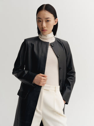 Giselle Leather coat, black