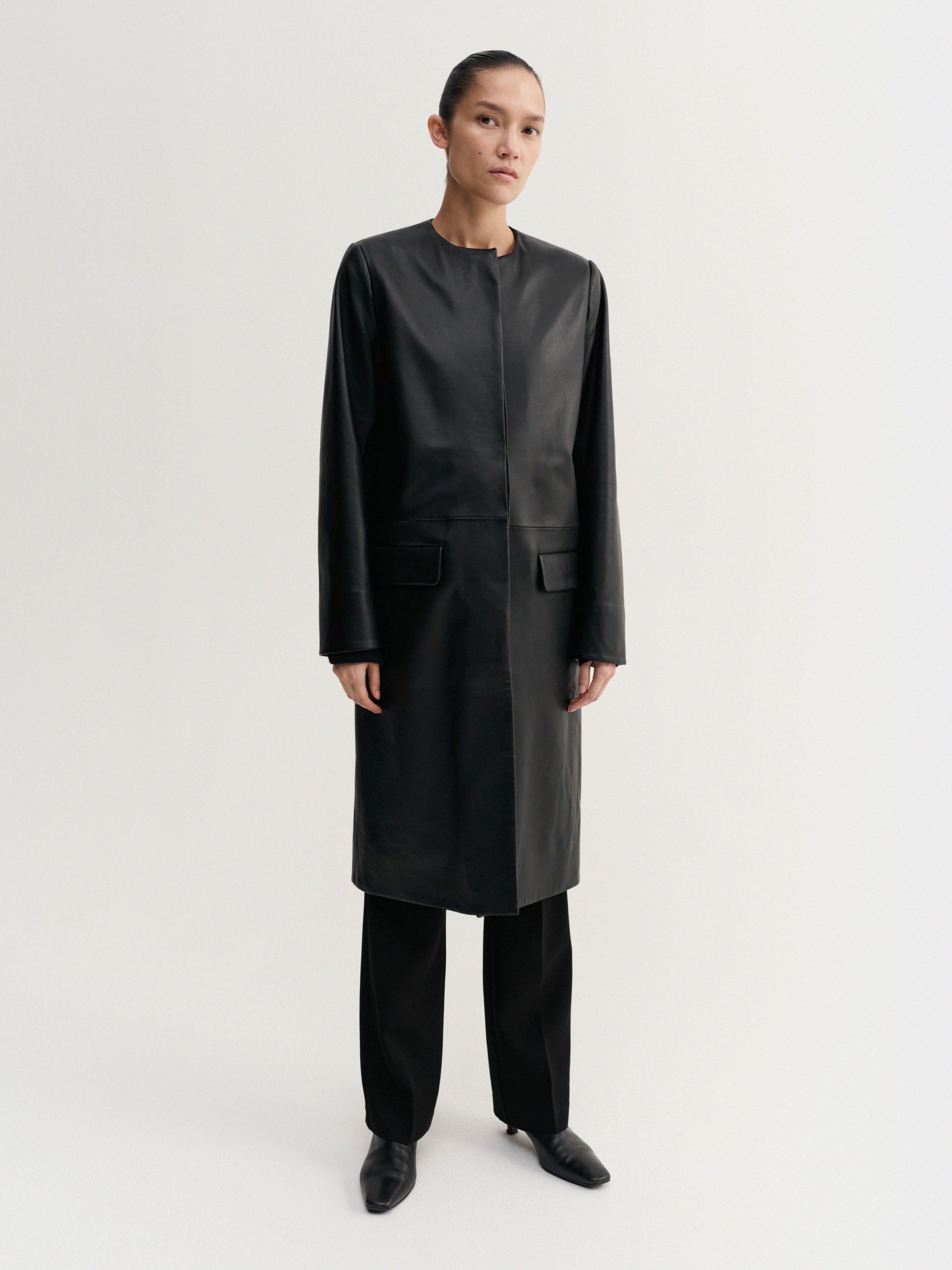 Giselle Leather Coat, black – ALMADA LABEL
