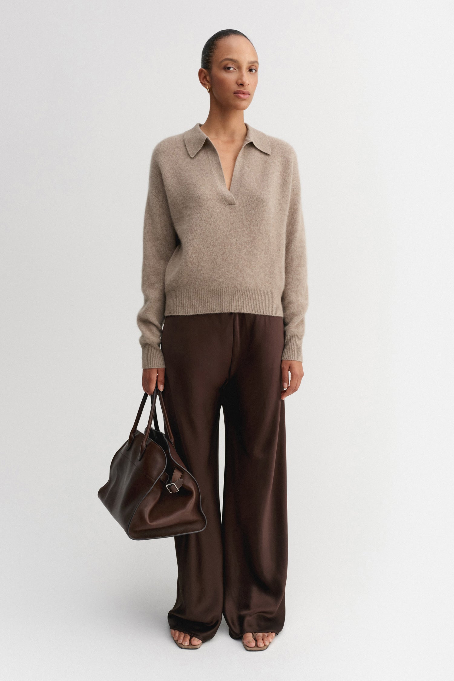 Kaia Collar Sweater, nougat