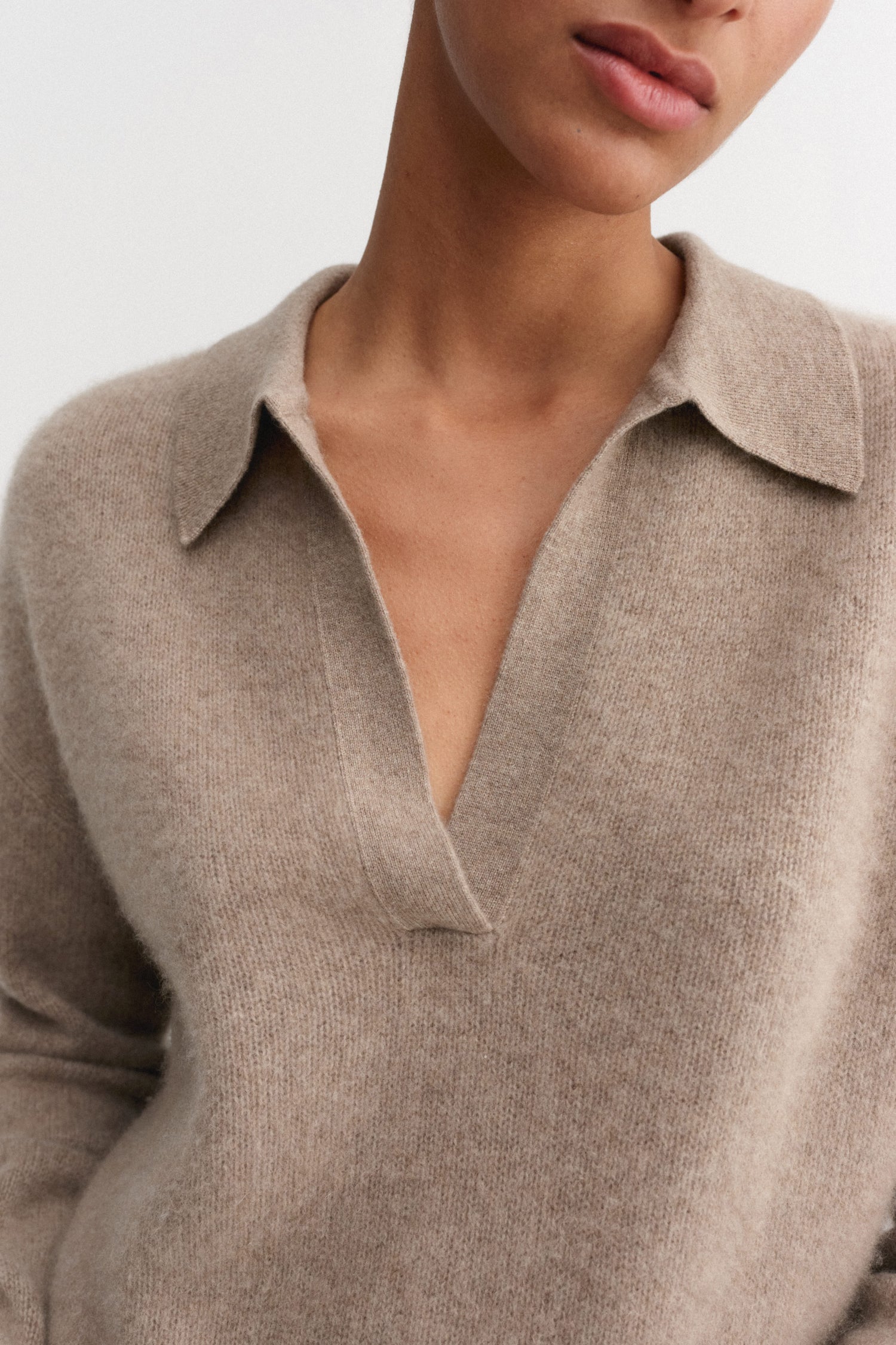 Kaia Collar Sweater, nougat