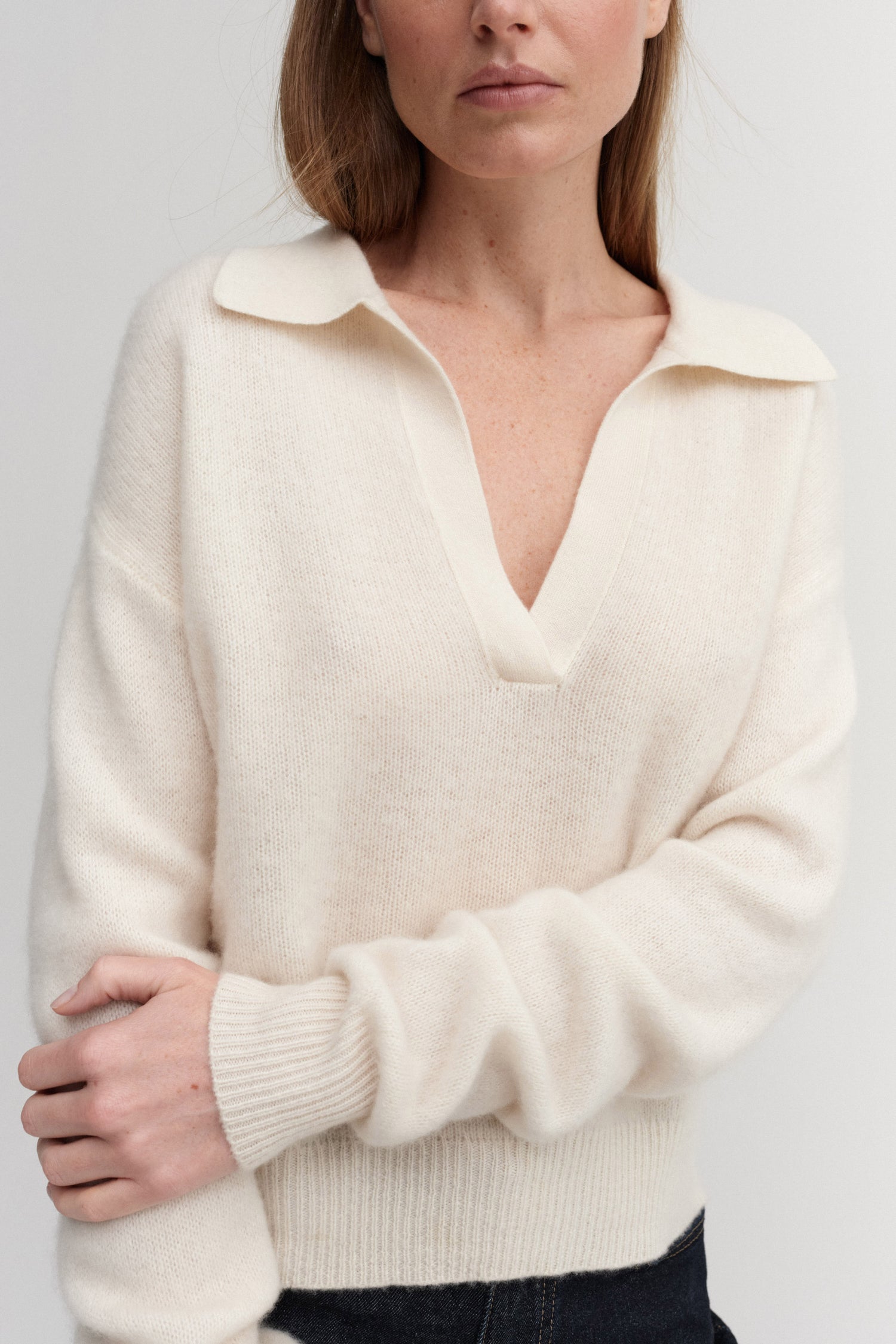 Kaia Collar Sweater, cream