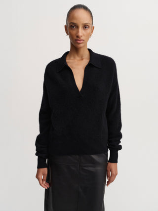 Kaia Collar Sweater, black