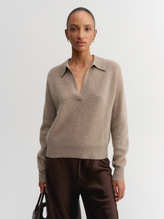 Kaia Collar Sweater, nougat
