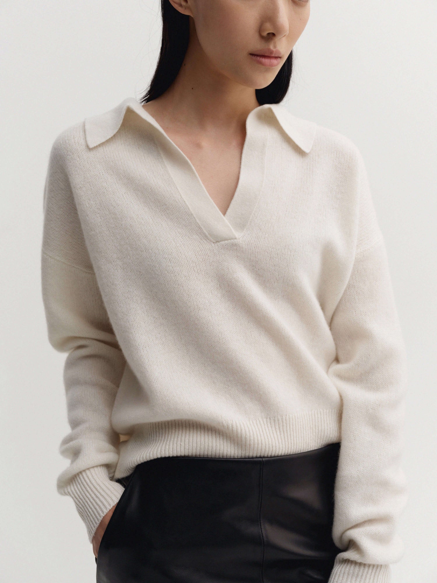 Kaia Collar Sweater, cream