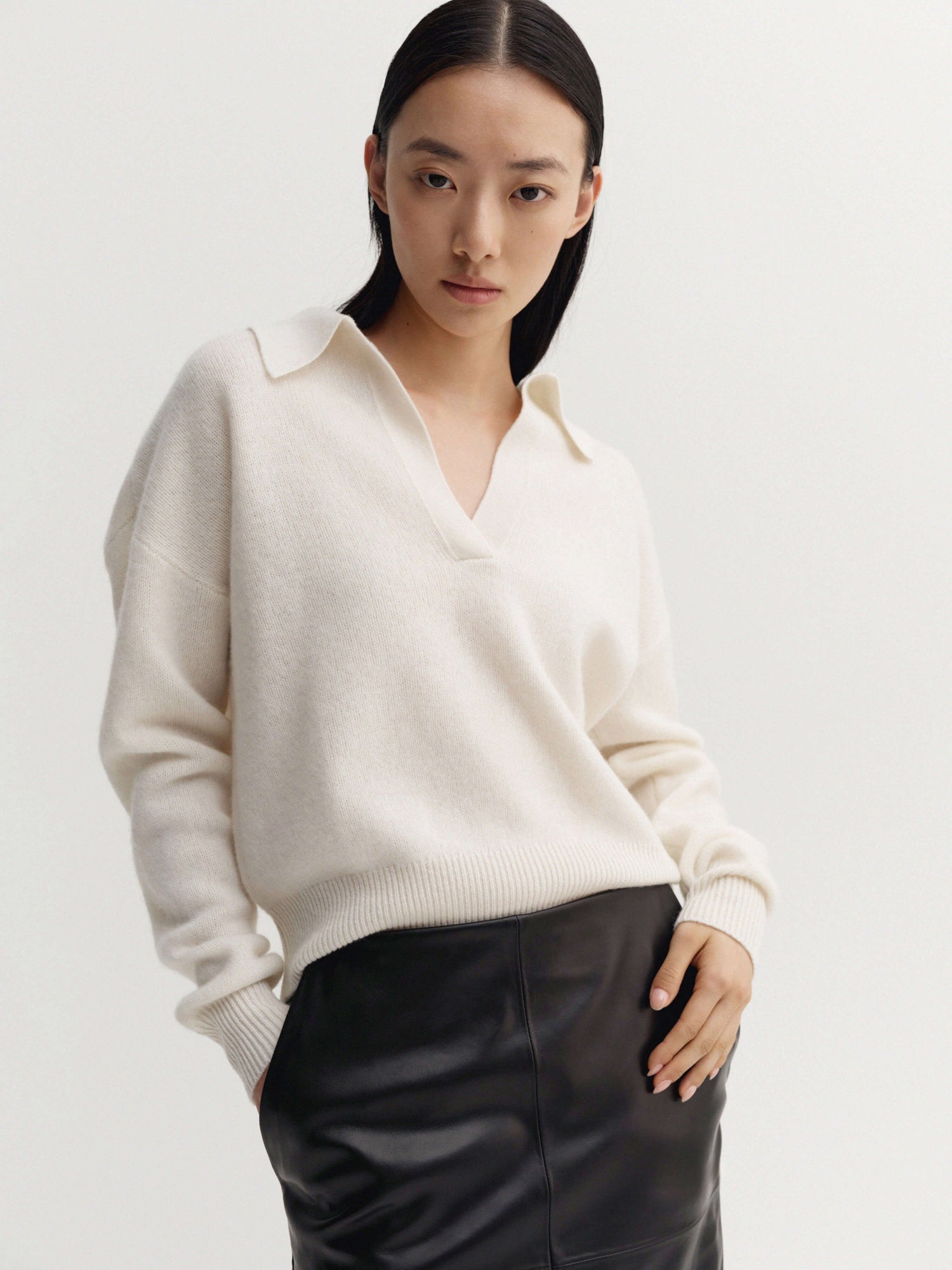 Kaia Collar Sweater, cream