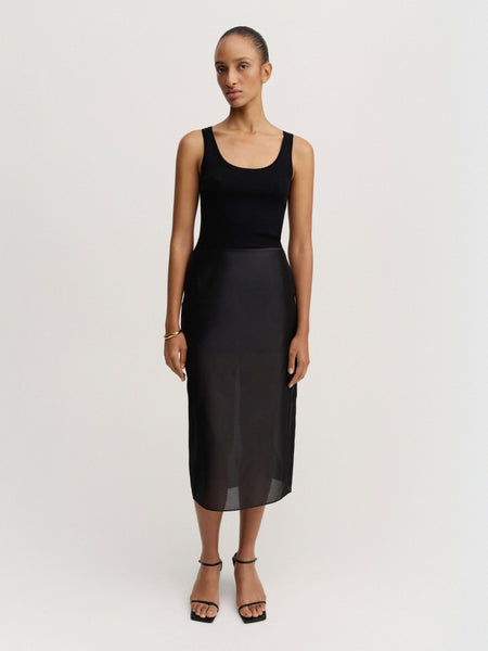 Kiana Silk Organza Skirt, black – ALMADA LABEL