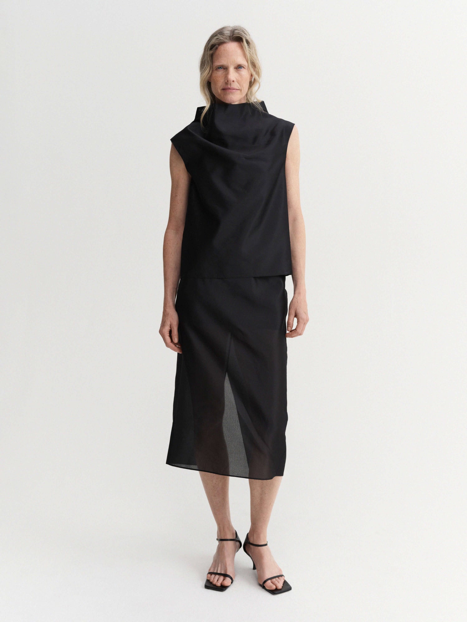 Kiera Organza Top, black
