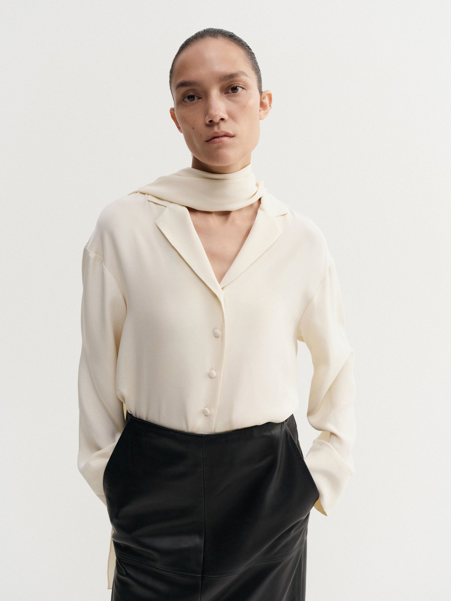 Leia Silk Shirt, vanilla