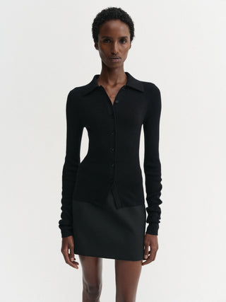 Lili Rib Cardigan, black