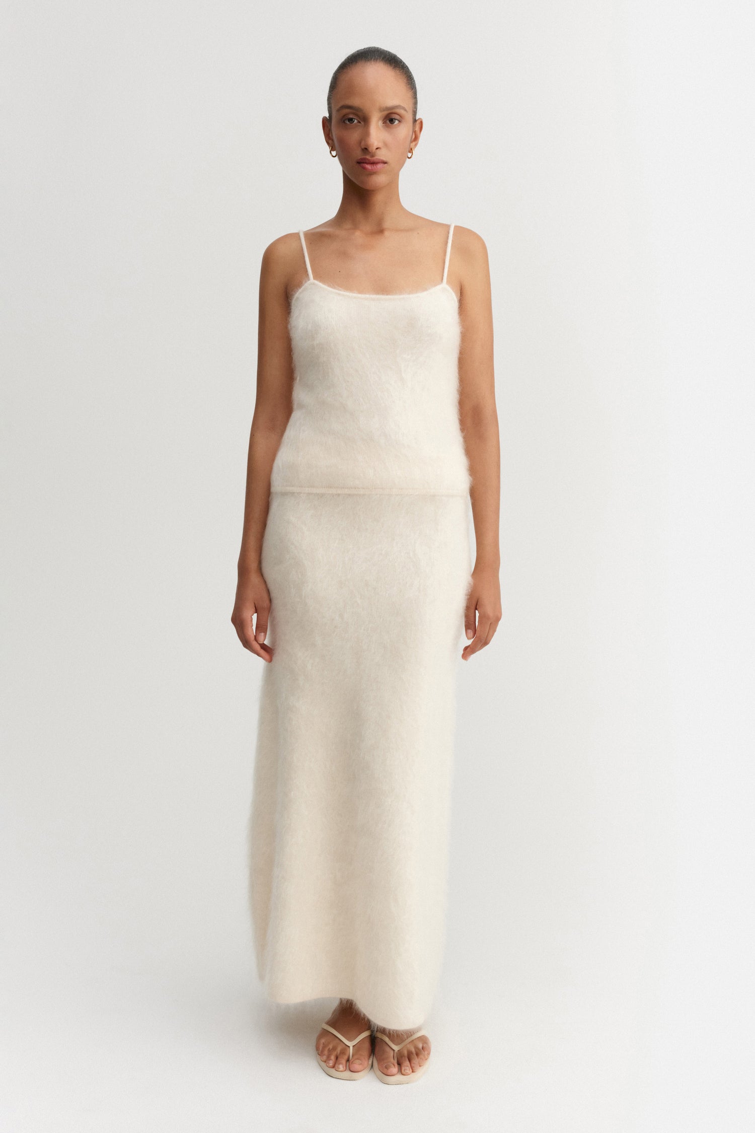 Umi Brushed Cashmere Skirt, cream