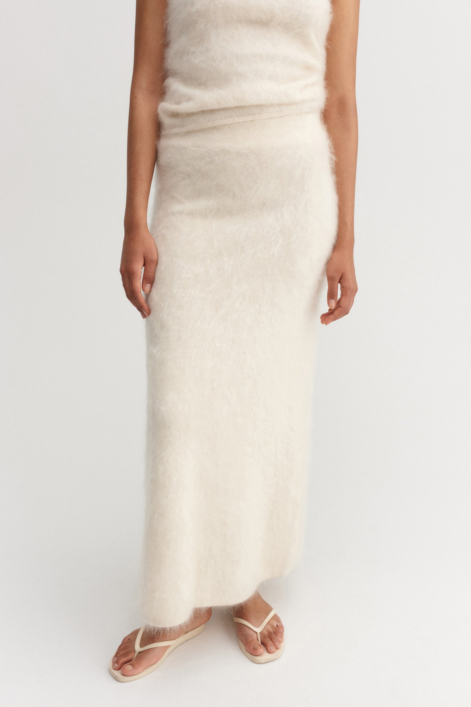 Umi Brushed Cashmere Skirt, vanilla