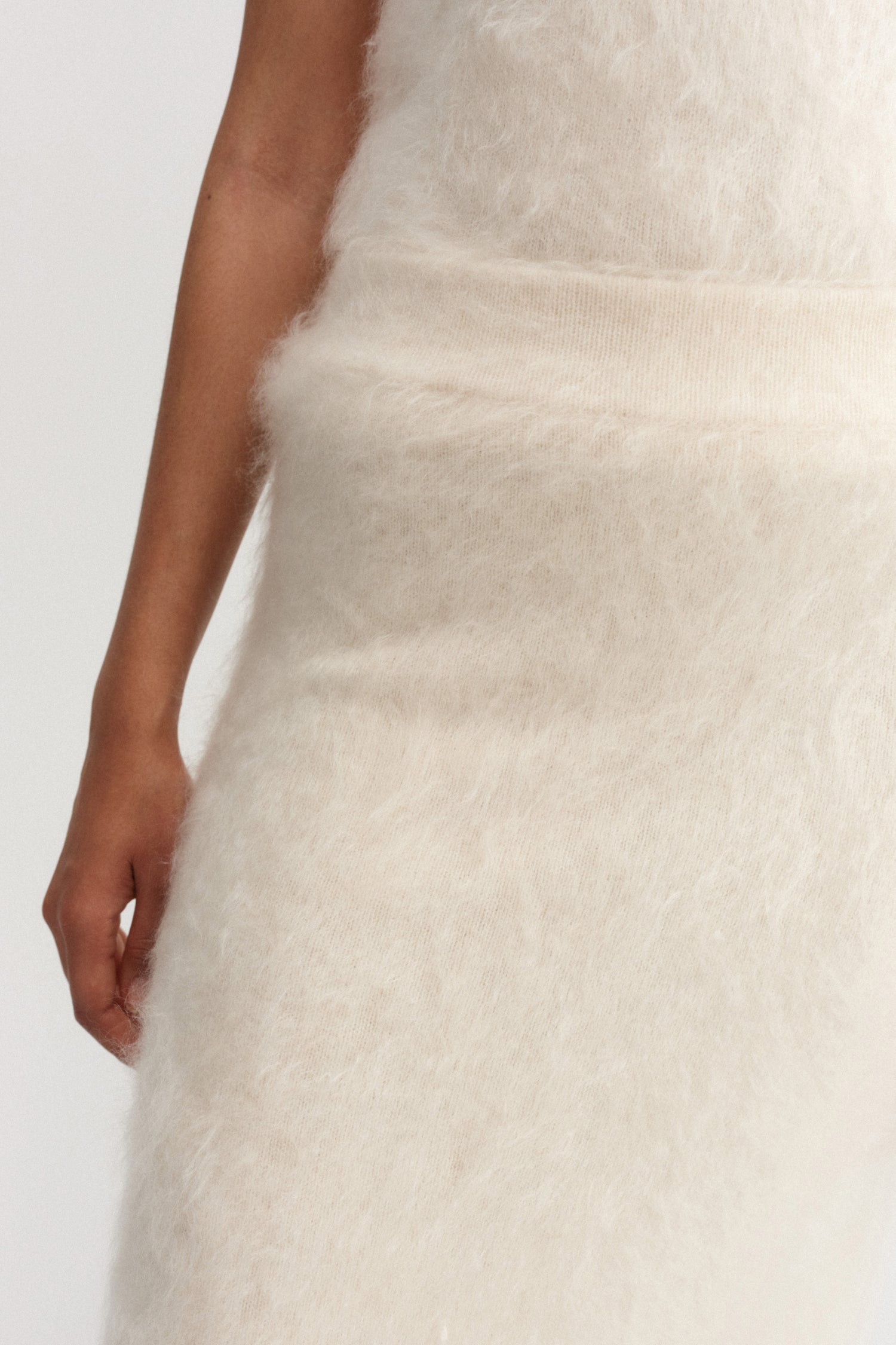 Umi Brushed Cashmere Skirt, cream