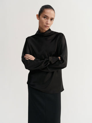 Maddy Satin Blouse, black