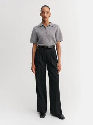 Maika Brushed Collar T-shirt, grey