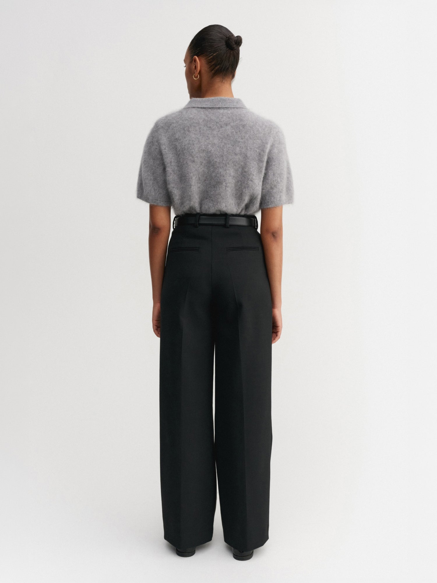 Maika Brushed Collar T-shirt, grey