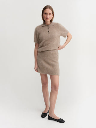 Maika Brushed Collar T-shirt, nougat