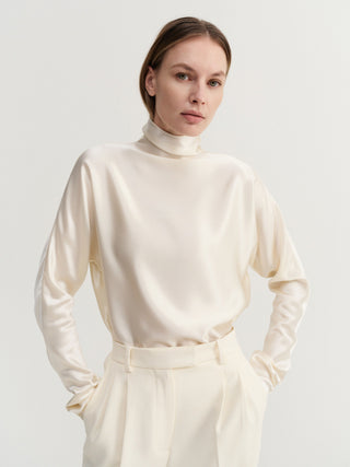 Maddy Satin Blouse, vanilla