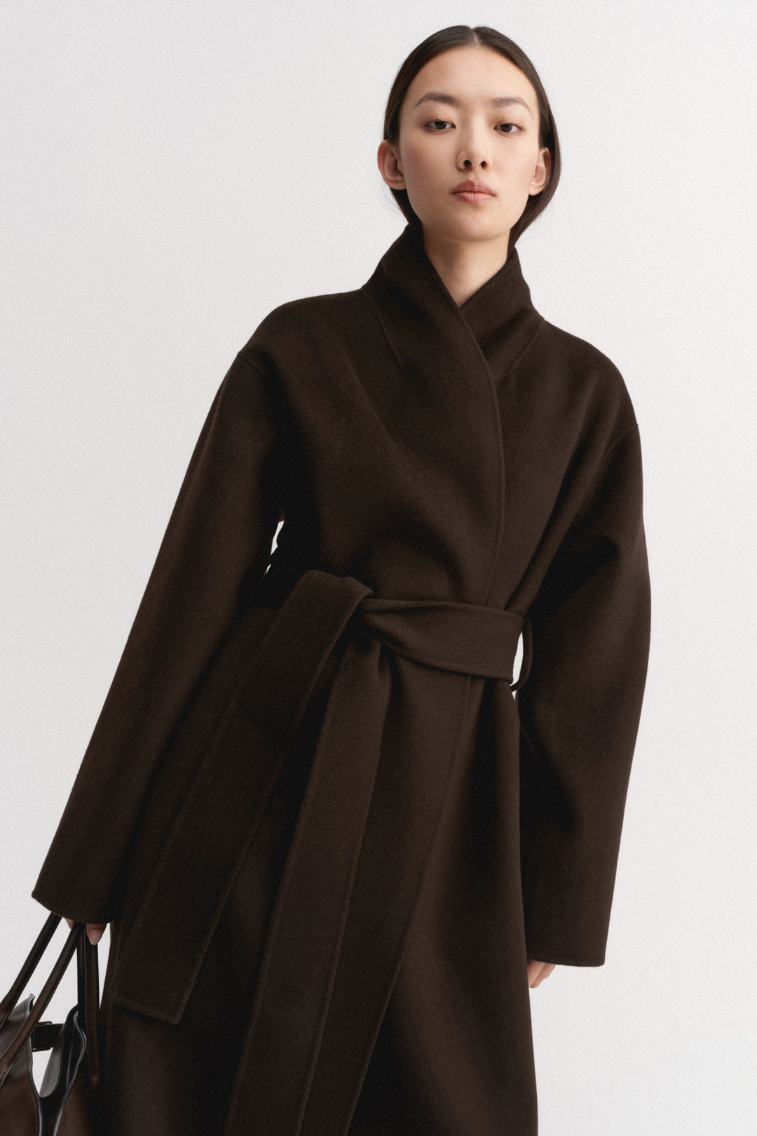 Amara Double Face Coat - Chocolate Wool