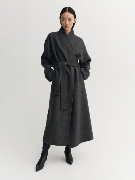 90s アーカイブ プラダ イタリア製 ベルクロウールハイネックロングコート MARA_COAT_GREY_04674_-