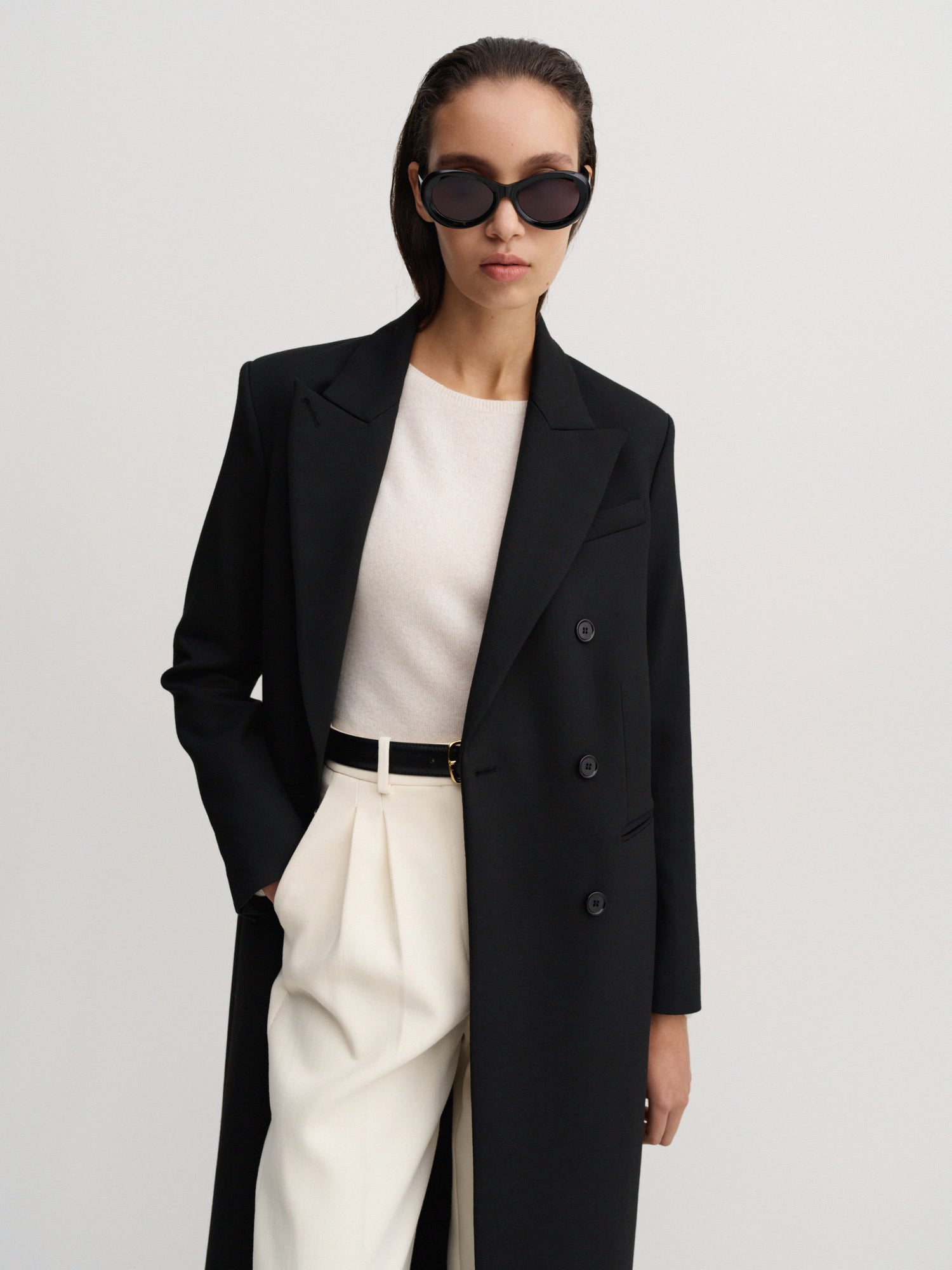 Margot Long Tailored Blazer, black