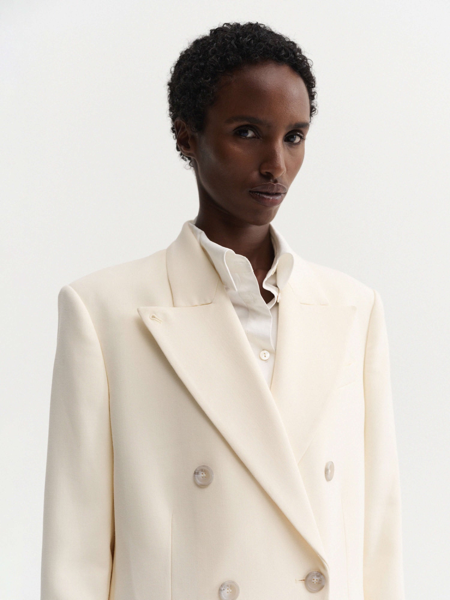 Margot Langer taillierter Blazer, creme