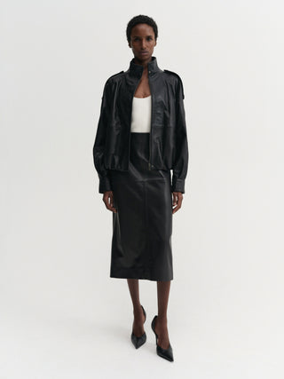 Birdy Leather Skirt, black