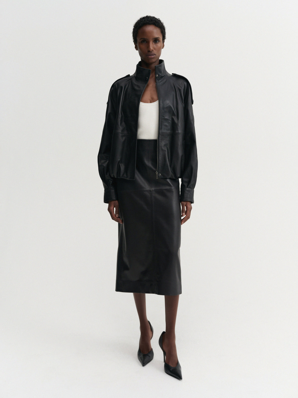 Mija Leather Bomber Jacket