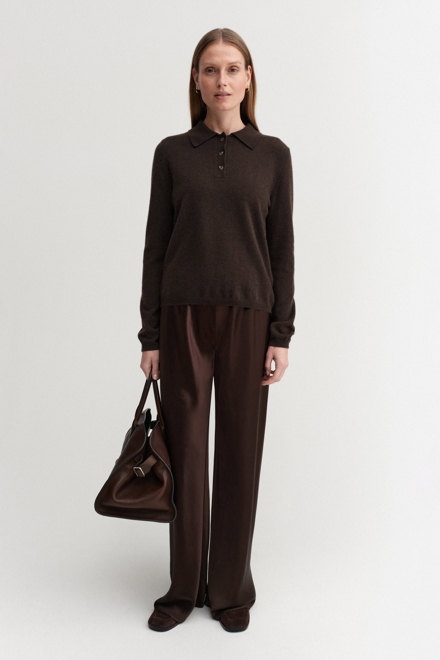 Minou Collar Sweater, chocolate
