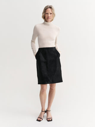 Jupe en cuir Nara Pony, noire