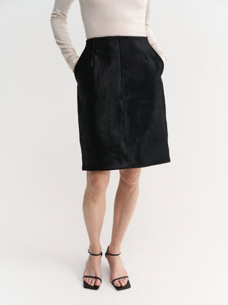 Jupe en cuir Nara Pony, noire
