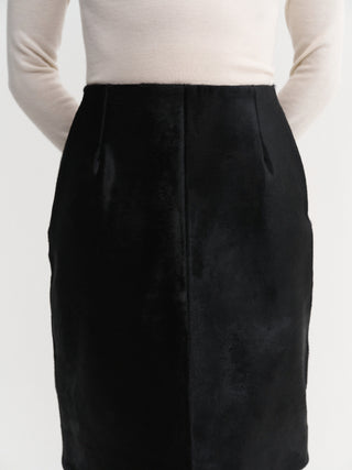 Jupe en cuir Nara Pony, noire