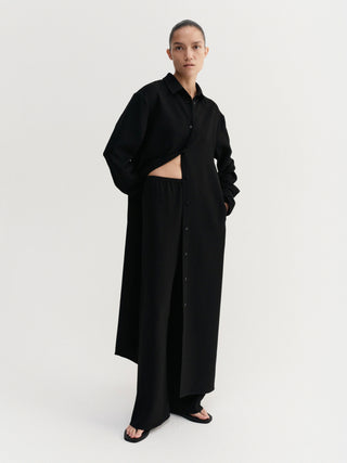Nile Crepe Shirt Dress, black
